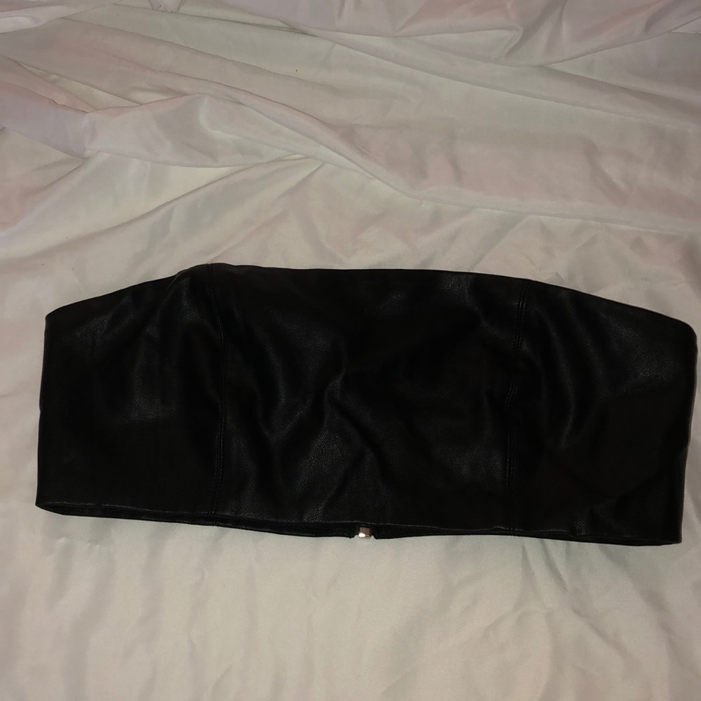 Leather Bandeau crop top